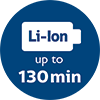 Li-ion de până la 130 min.