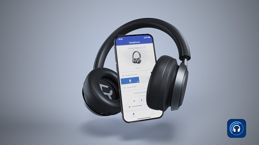 Căşti Fidelio L4 conectate la aplicaţia Philips Headphones