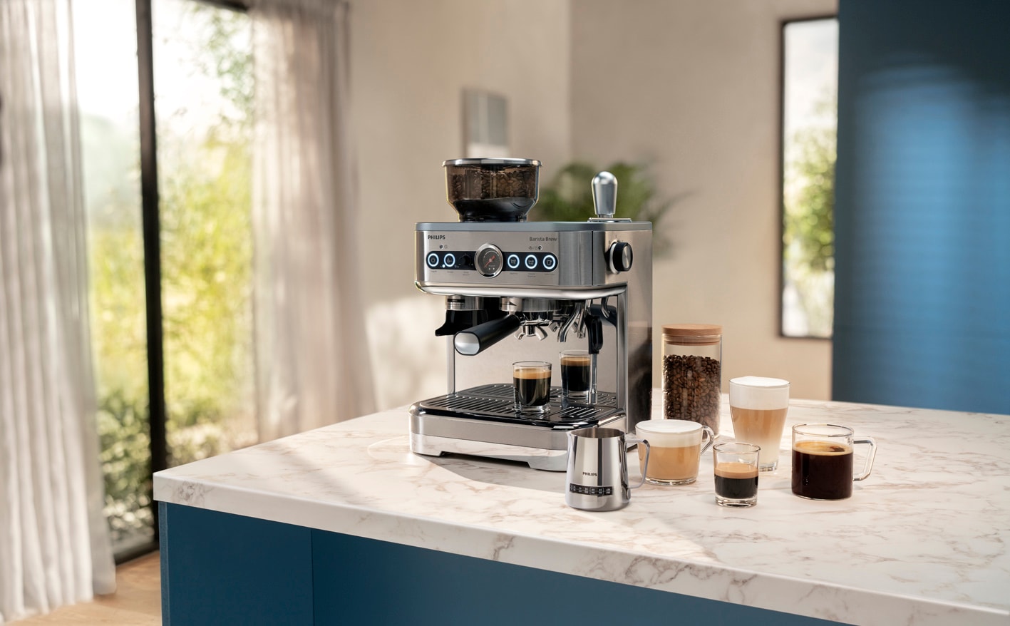 Philips Barista Brew cu mai multe tipuri de cafea