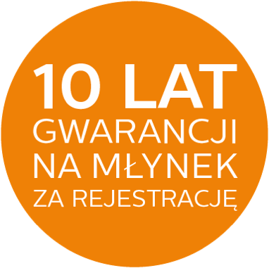Ikona promocji 10 lat gwarancji na młynek za rejestrację