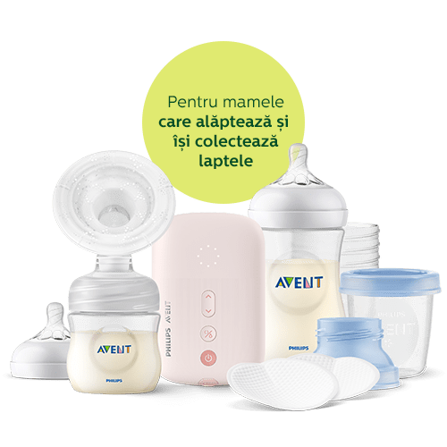 Produse esenţiale pentru alăptare: pompă de sân, biberoane şi recipiente Philips Avent