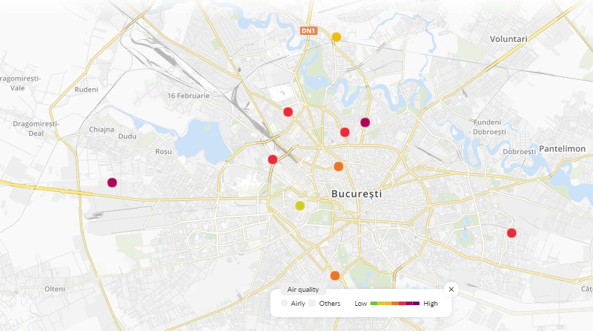 Harta poluare in Romania